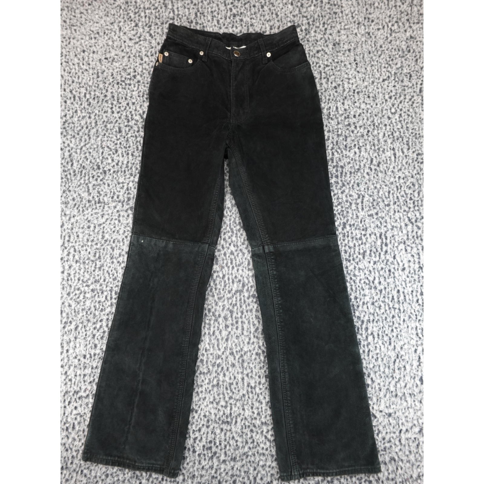 Skot Suede Leather Pants Mens 26x30 Black Straight Leg Western Biker Moto